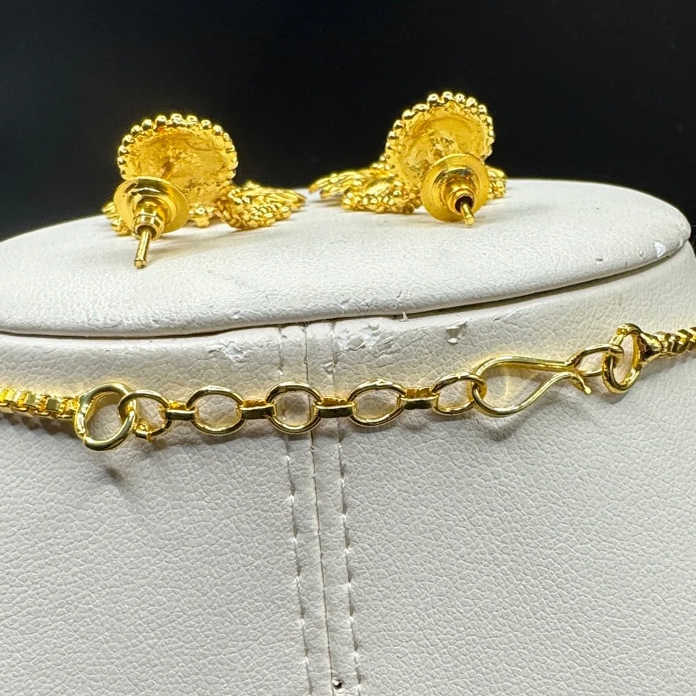 Bollywood Indian Gold Tone Necklace and Earring Set